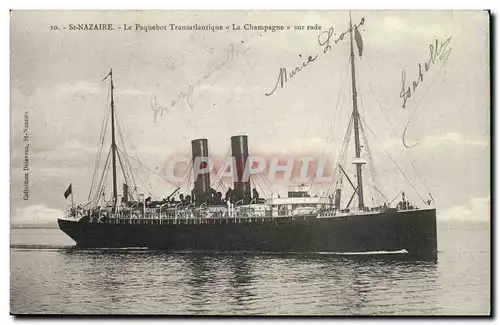 Ansichtskarte AK Saint Nazaire Le paquebot Transatlantique La Cahmpagne sur rade (paquebot)