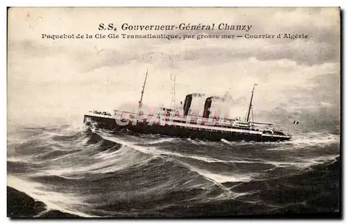 Ansichtskarte AK SS Gouverneur General Chanzy Paquebot de la Cie Gle Transatlantique Courrier d&#39Algerie