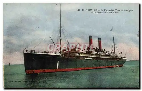 Cartes postales St Nazaire Le paquebot Transatlantique LE Navarre sur rade