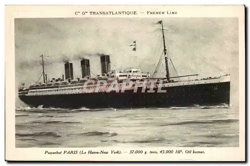 Ansichtskarte AK Cie Gale Transatlantique French Line SS Paris Ligne La Havre Angleterre New York