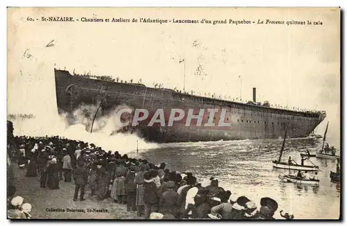 Ansichtskarte AK St Nazaire Chantiers et ateliers de l&#39atlantique lancement d&#39un grand paquebot Le Provence