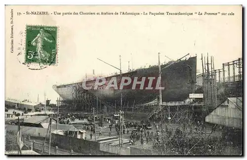 Cartes postales St NazaireUne partie des chatniers et ateliers de l&#39atlantique Le paquebot transatlantique Le