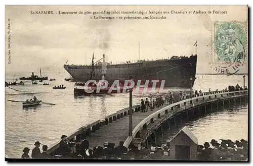 Cartes postales St Nazaire Lancement du plus grand paquebot Penhoet Le Provence aux estacades