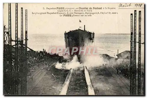 Cartes postales Paquebot Paris construit au chantier de Penhoet Saint Nazaire Ligne CGT Le Havre New York