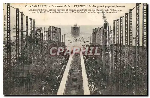 Cartes postales Lancement du France le plus grand paquebot francais