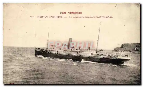 Ansichtskarte AK Bateau Cote VErmeille Port Vendres Le gouverneur General Cambon