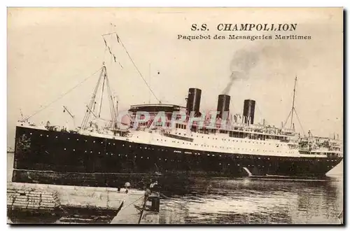 Cartes postales Bateau SS Champollion Paquebot des Messageries maritimes