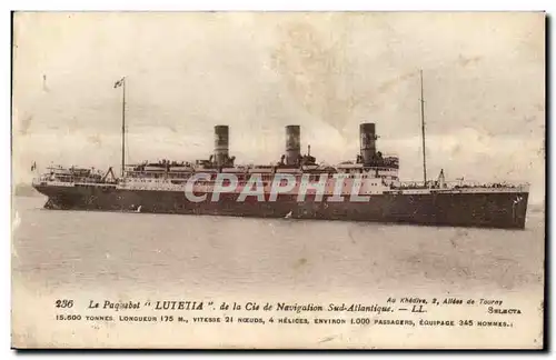 Ansichtskarte AK Bateau Paquebot de la Compagnie Sud atlantique Lutetia Paquebot 19 4 1920