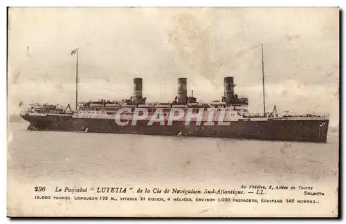 Cartes postales Bateau Paquebot de la Compagnie Sud atlantique Lutetia Paquebot 19 4 1920