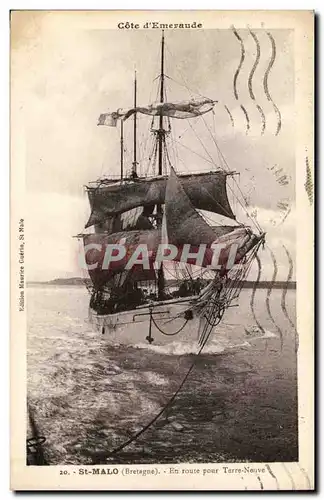 Cartes postales Bateau Saint Malo en route pour Terre Neuve