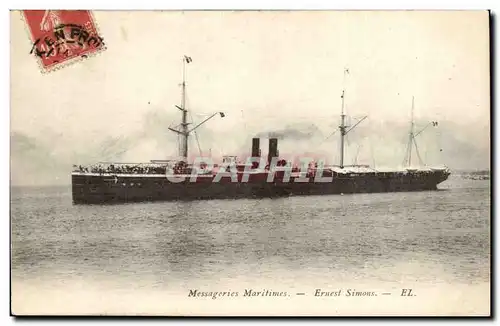 Cartes postales Bateau ERnest Simons des MEssageries MAritimes Paquebot