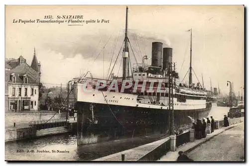 Cartes postales Bateau St Nazaire Paquebot Transatlantique Flandre quitte le port