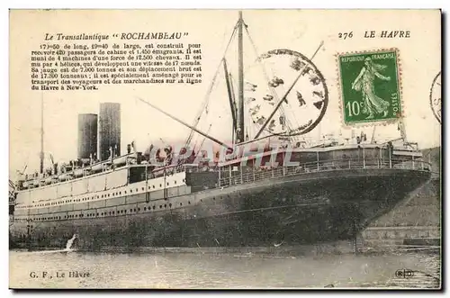 Ansichtskarte AK Bateau Le Havre Paquebot Transatlantique Rochambeau