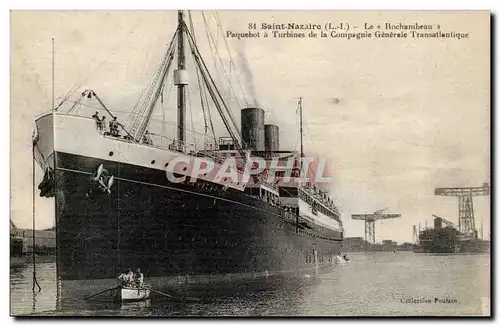 Ansichtskarte AK Bateau Saint Nazaire Le Rochambeau Paquebot a Turbines d ela Compagnie Generale Transatlantique