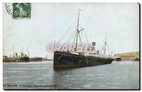 Cartes postales Bateau Marseille Bugeaud sortant du port (paquebot)