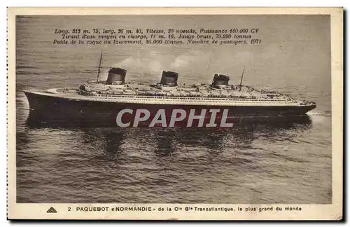 Cartes postales Bateau Cie Gla Transatlantique Paquebot Normandie Ruban Bleu Southampton New York