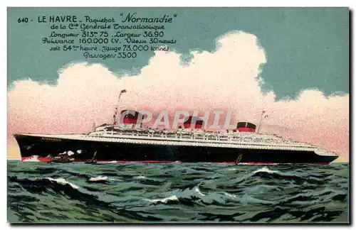 Ansichtskarte AK Bateau Cie Gla Transatlantique Paquebot Normandie