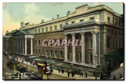 England - Angleterre - General Post Office St Martin Le Grand - Horse and carriage - Vey thick Card