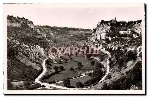 Cartes postales Rocamadour Vue generale et les lacets de la route de Cahors
