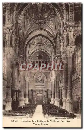 Lyon Cartes postales Interieur de la basilique de ND de Fourviere Vue de l&#39entree