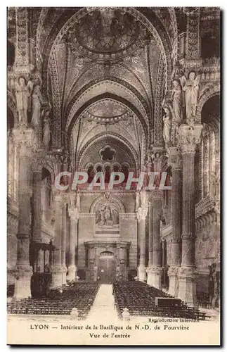 Lyon Cartes postales Interieur de la basilique de ND de Fourviere Vue de l&#39entree