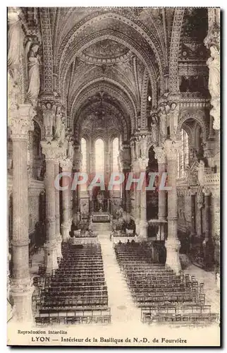 Lyon Ansichtskarte AK Interieur de la basilique de ND de Fourviere Vue de l&#39entree