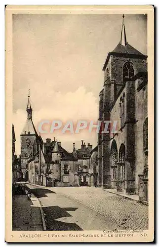 Avallon Cartes postales L&#39eglise Saint Lazare et le beffroi