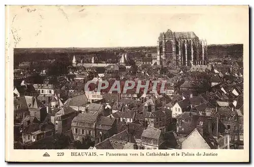 Beauvais Cartes postales Panorama vers la cathedrale et le palais de justice