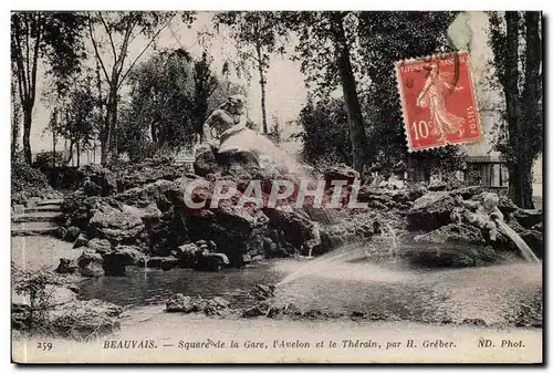 Beauvais Cartes postales Square de la gare l&#39Avelon et le Therain par H Greber