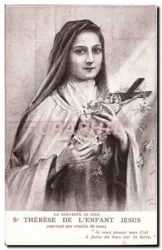 Ansichtskarte AK Therese de l&#39enfant Jesus Lisieux couvrant son crucifix de roses