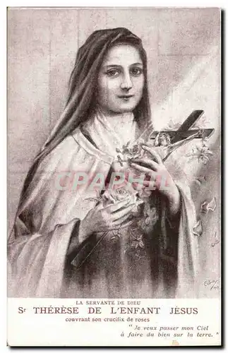 Cartes postales Therese de l&#39enfant Jesus Lisieux couvrant son crucifix de roses