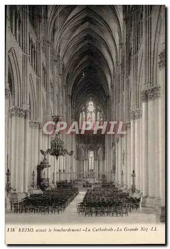 Reims avant le bombardement Cartes postales la cathedrale La grande nef