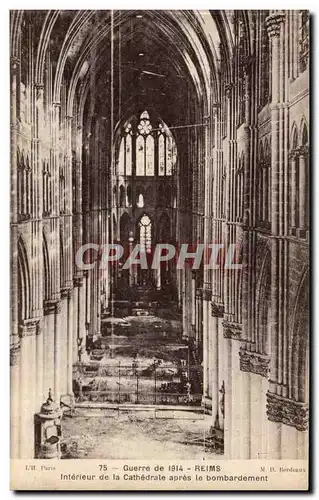 Reims Cartes postales Guerre de 1914 Interieur de la cathedrale apres le bombardement