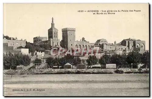 Avignon Cartes postales Vue generale du palais des papes et bords du Rhone