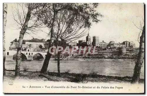 Avignon Cartes postales Vue d&#39ensemble du pont St Benezet et du palais des papes