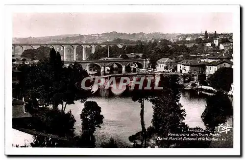 Limoges Cartes postales panorama des trois ponts Saint Amrtial National et le viaduc
