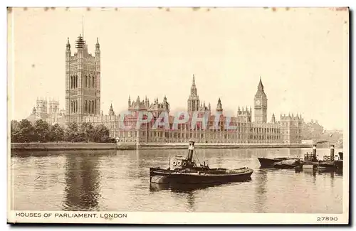 Grande Bretagne Houses of Parliament London Londres Ansichtskarte AK (baetau boat)