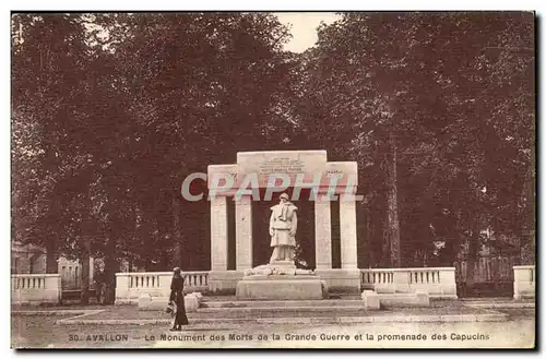 Avallon Ansichtskarte AK Monument des morts de la grande guerre et la promenade des CApucins