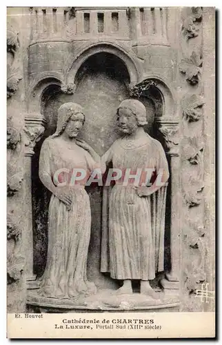 Chartres - cathedrale - la Luxure - Portail Sud XIII siecle - Cartes postales