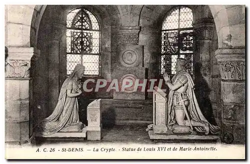 Saint Denis Cartes postales La crypte Statue de Louis XVI et de Marie Antoinette