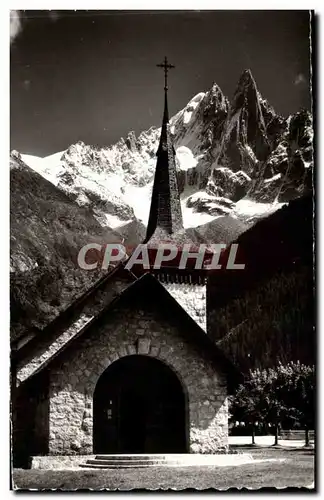 Au pays du Mont Blanc Ansichtskarte AK chapelle des Praz de Chamonix et Aiguille du Dru