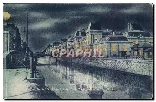 Cartes postales Rennes la nuit Quai Dujardin et faculte