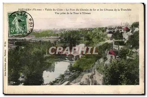 Cartes postales Poitiers Vallee du Clain le pont du chemin de fer et les coteaux de la Tranchee Vue prise de la