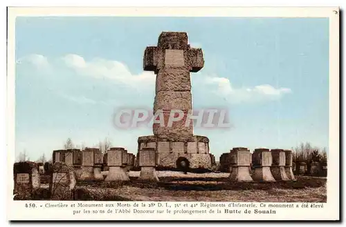 Cartes postales Cimetiere et monument aux morts de la 28eme DI Butte de Souain