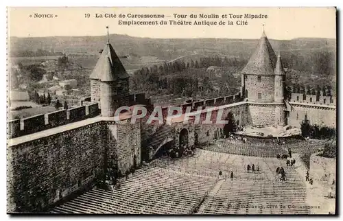 Cite de CArcassonne Cartes postales Tour du Moulin et Tour Mipadre Emplacment du theatre antique de la cite