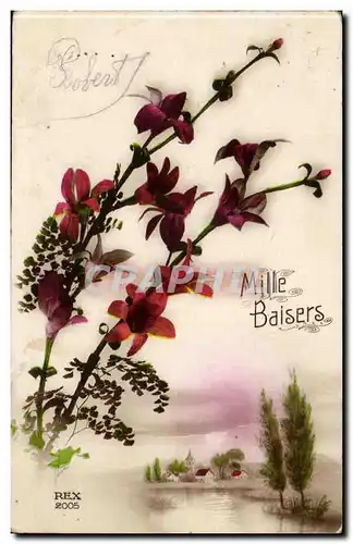 Cartes postales FAntaisie Mille baisers Fleurs