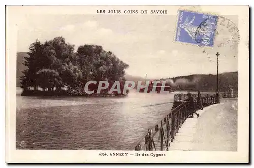 Annecy Cartes postales Ile des cygnes (bateau pecheur)