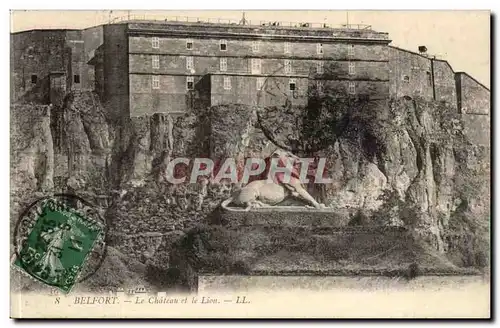 Belfort Cartes postales le chateau et le lion