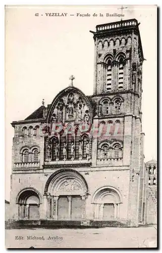 Vezelay Cartes postales Facade de la basilique