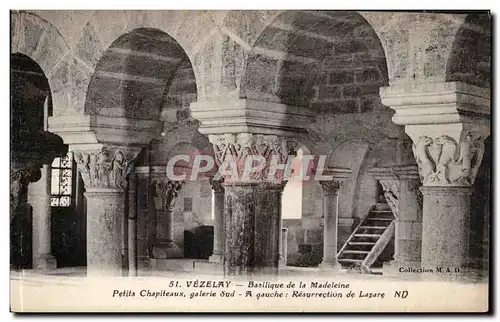 Vezelay Cartes postales Basilique de la Madeleine Petits chapiteaux galerie sud Resurrection de Lazare